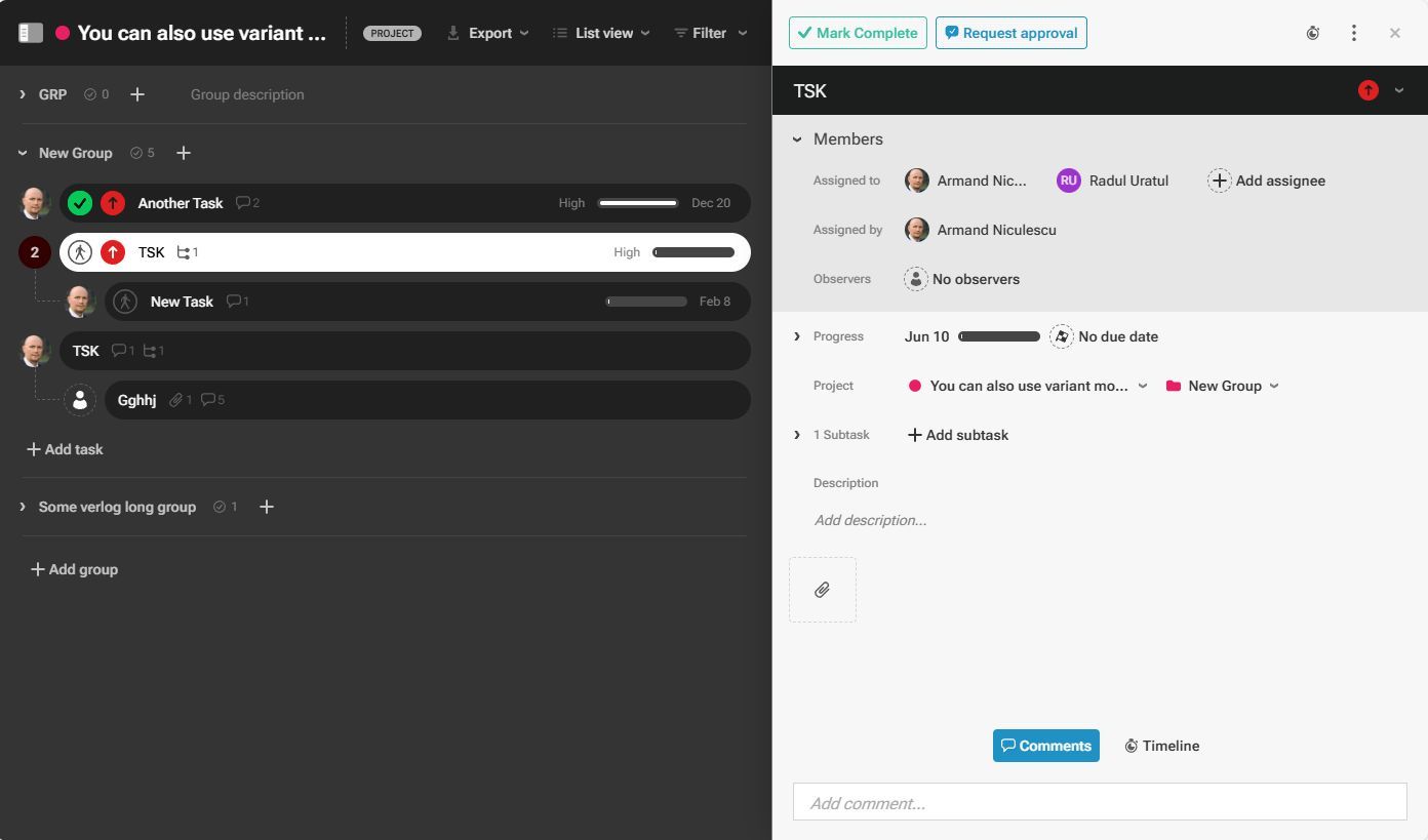 The dashboard with thee task drawer opened